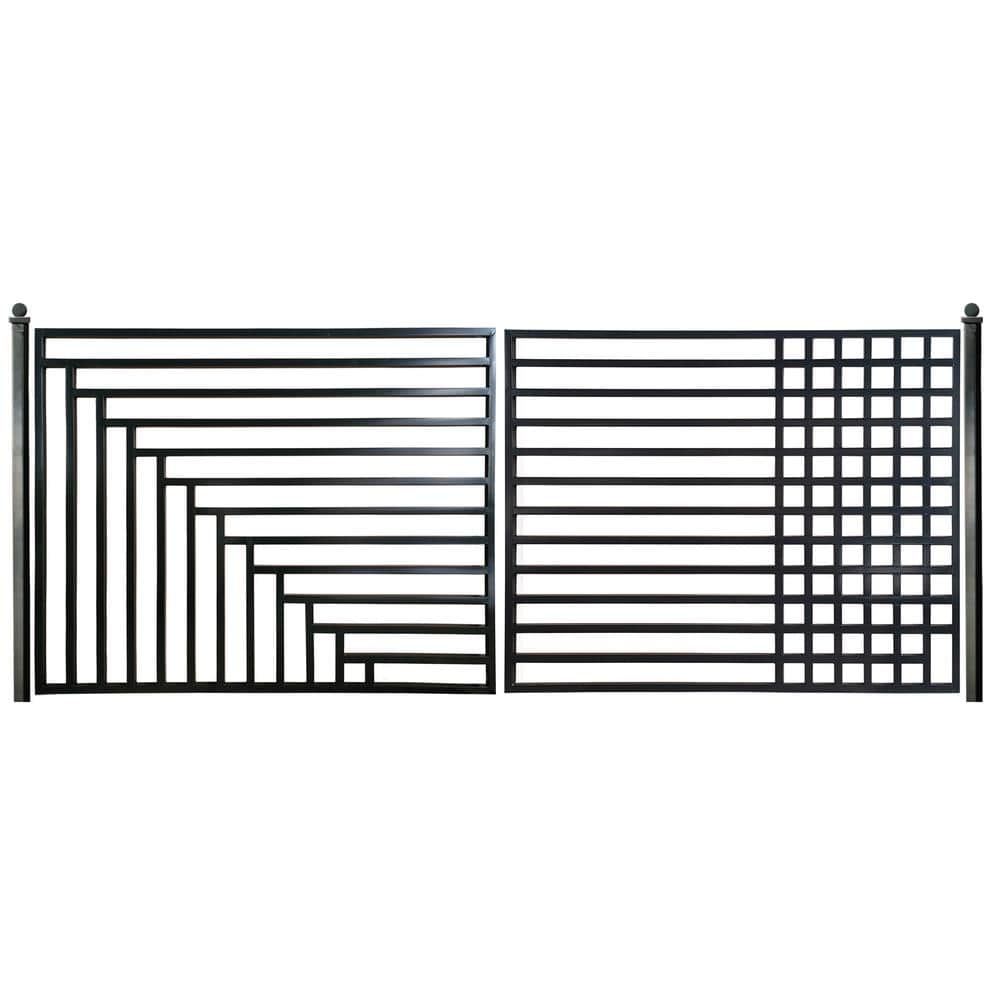 ALEKO 18 ft. x 6 ft. Kyiv Black Metal Steel Dual Swinging Driveway Fence Gate
