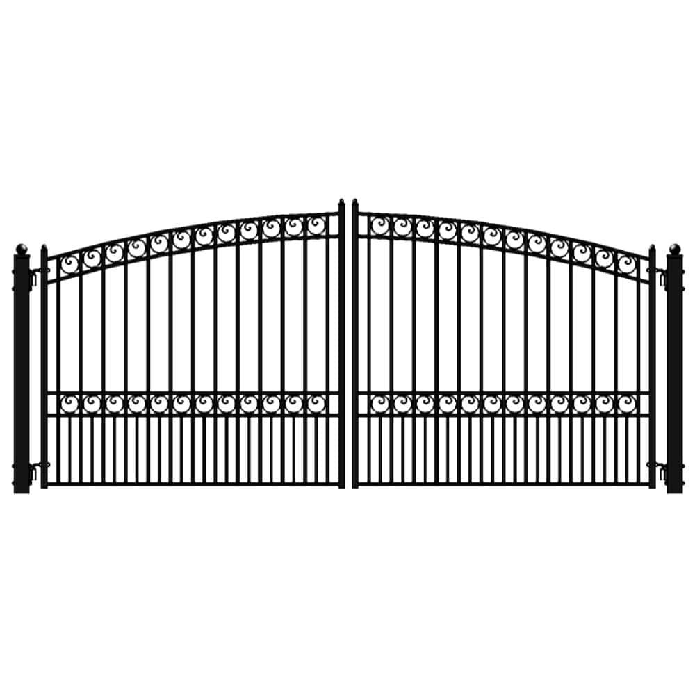 ALEKO Paris Style 18 ft. x 6 ft. Black Steel Dual Driveway Fence Gate