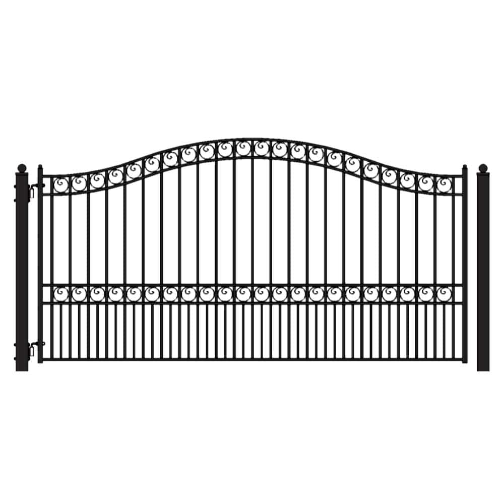 ALEKO Paris Style 18 ft. x 6 ft. Black Steel Single Swing Driveway Fence Gate