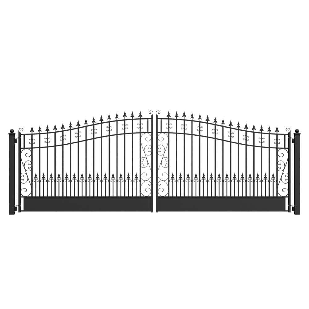 ALEKO Venice Style 18 ft. x 6 ft. Black Steel Dual Driveway Fence Gate