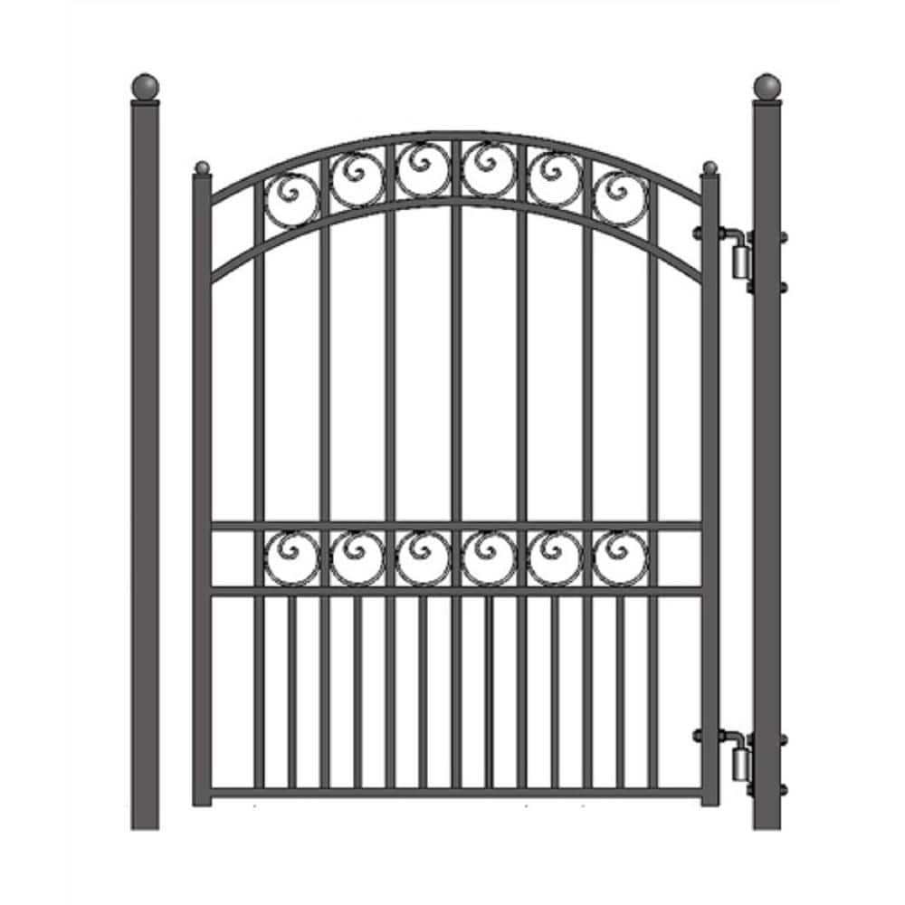 ALEKO Paris Style 4 ft. x 5 ft. Black Steel Pedestrian Fence Gate