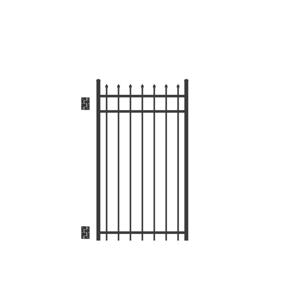 Barrette Outdoor Living Cascade Standard-Duty 3 ft. W x 5 ft. H Black Aluminum Straight Pre-Assembled Fence Gate