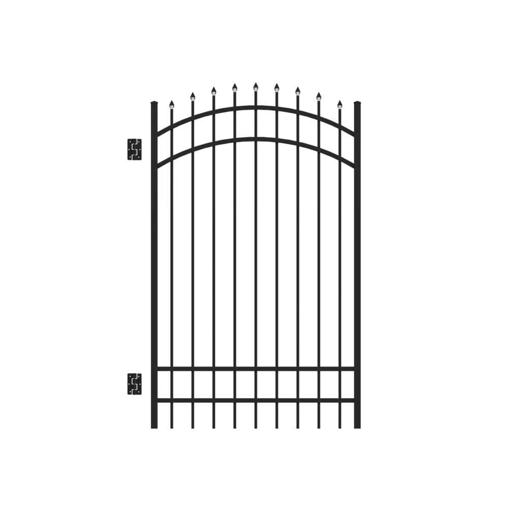 Barrette Outdoor Living Cascade Standard-Duty 4 ft. W x 6 ft. H Black Aluminum Arched Pre-Assembled Fence Gate