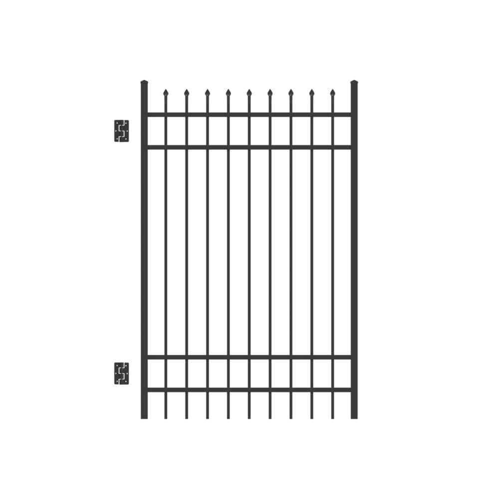 Barrette Outdoor Living Cascade 4 ft. W x 6 ft. H Black Standard-Duty Aluminum Straight Pre-Assembled Fence Gate