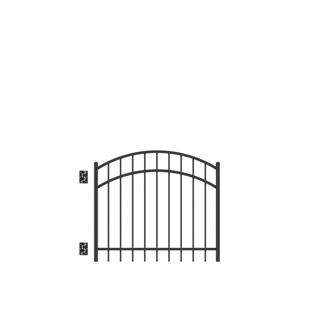 Barrette Outdoor Living Natural Reflections Standard-Duty 4 ft. W x 3 ft. H Black Aluminum Arched Pre-Assembled Fence Gate