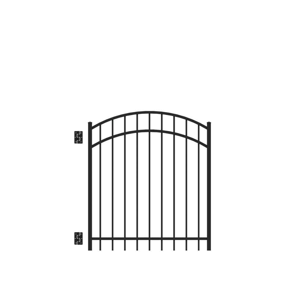 Barrette Outdoor Living Natural Reflections Standard-Duty 4 ft. W x 4 ft. H Black Aluminum Arched Pre-Assembled Fence Gate