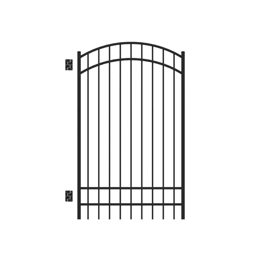 Barrette Outdoor Living Natural Reflections Standard-Duty 4 ft. W x 6 ft. H Black Aluminum Arched Pre-Assembled Fence Gate
