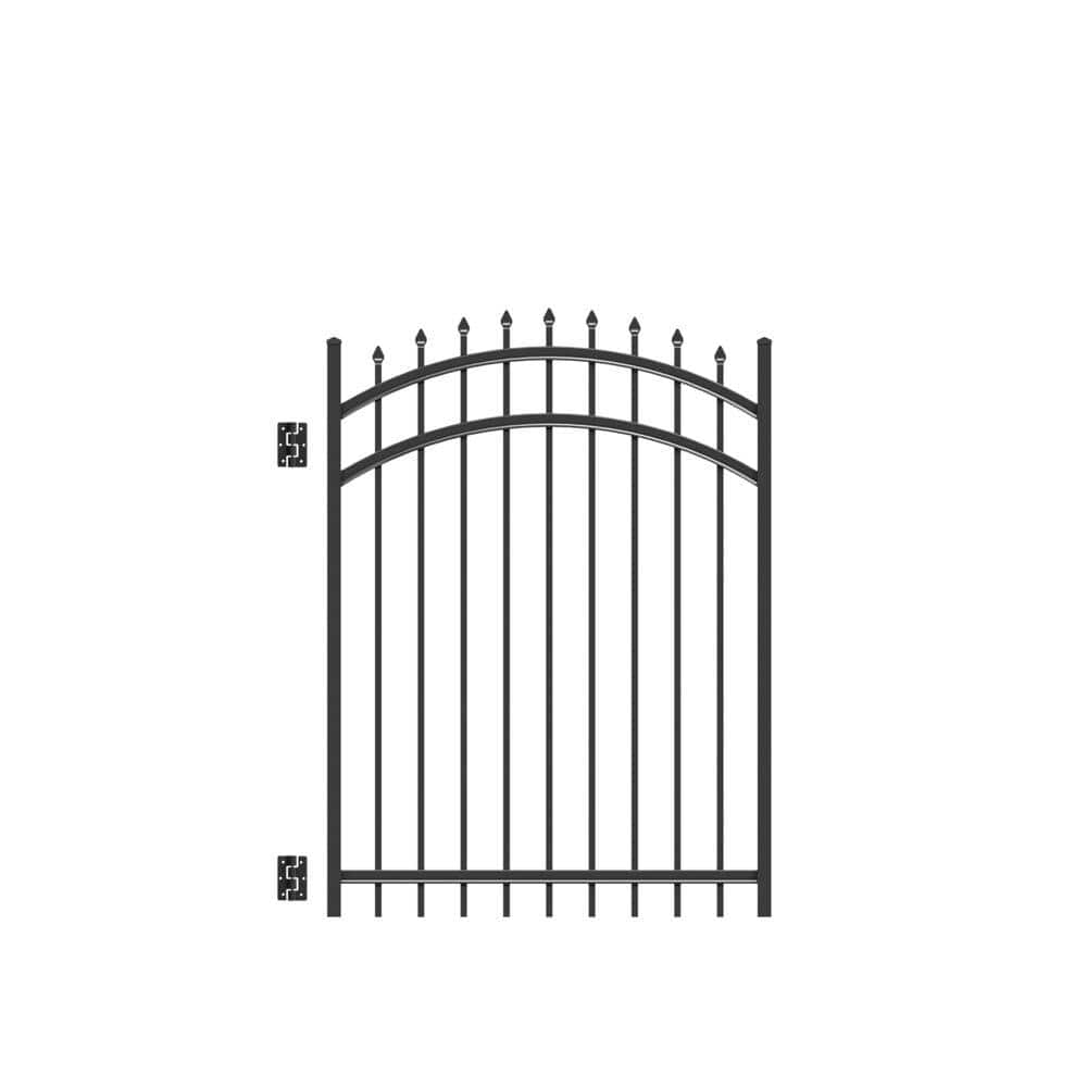 Barrette Outdoor Living Cascade 4 ft. x 5 ft. Heavy-Duty Black Aluminum Arched Pre-Assembled Fence Gate