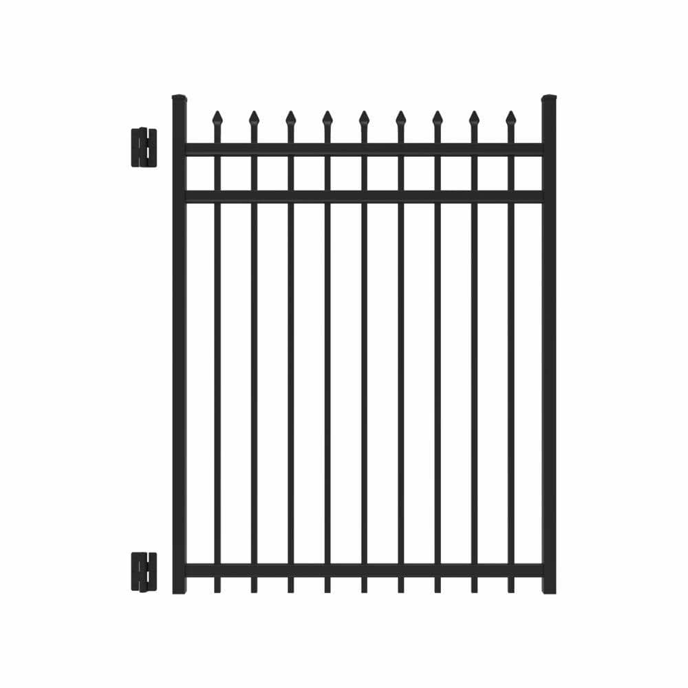 Barrette Outdoor Living Cascade 4 ft. x 5 ft. Heavy-Duty Black Aluminum Straight Pre-Assembled Fence Gate