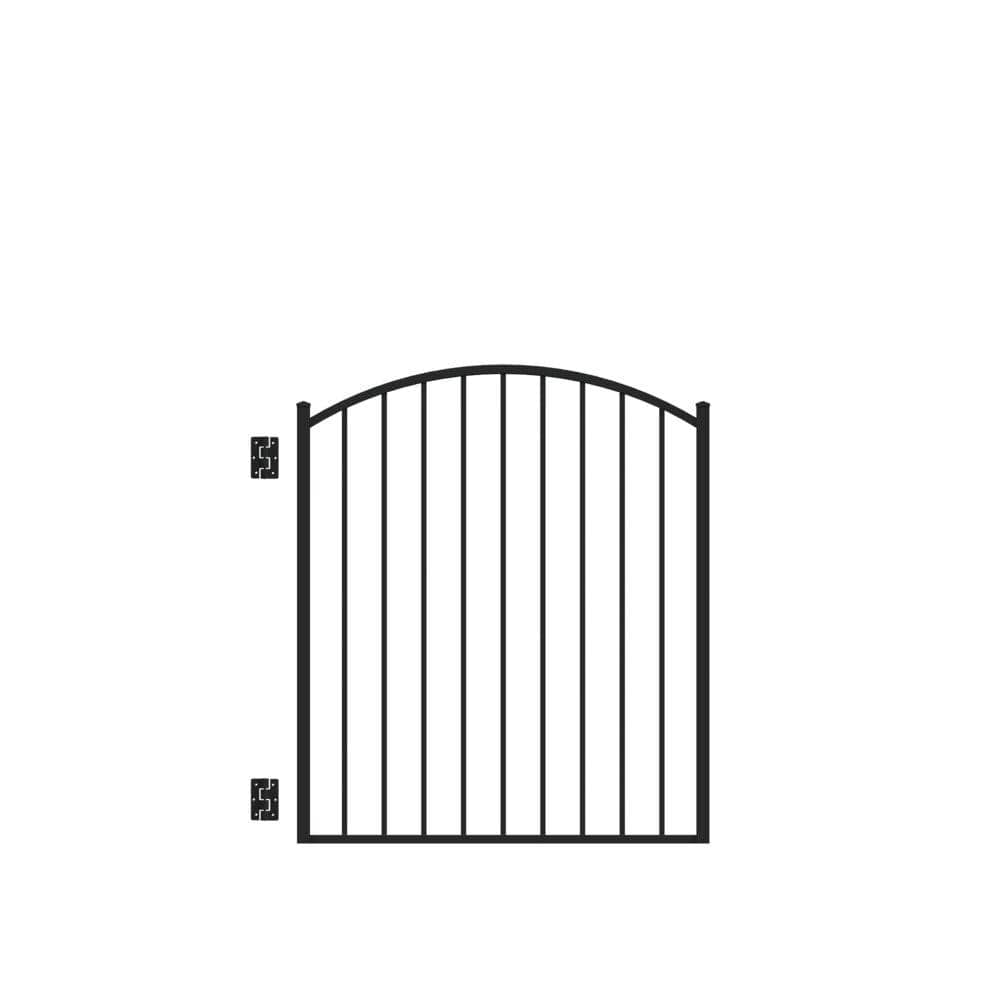 Barrette Outdoor Living Beechmont Standard-Duty 4 ft. W x 4 ft. H Black Aluminum Arched Pre-Assembled Fence Gate