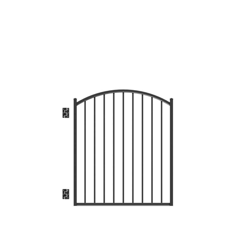 Barrette Outdoor Living Beechmont 4 ft. W x 4 ft. H Black Heavy-Duty Aluminum Arched Pre-Assembled Fence Gate