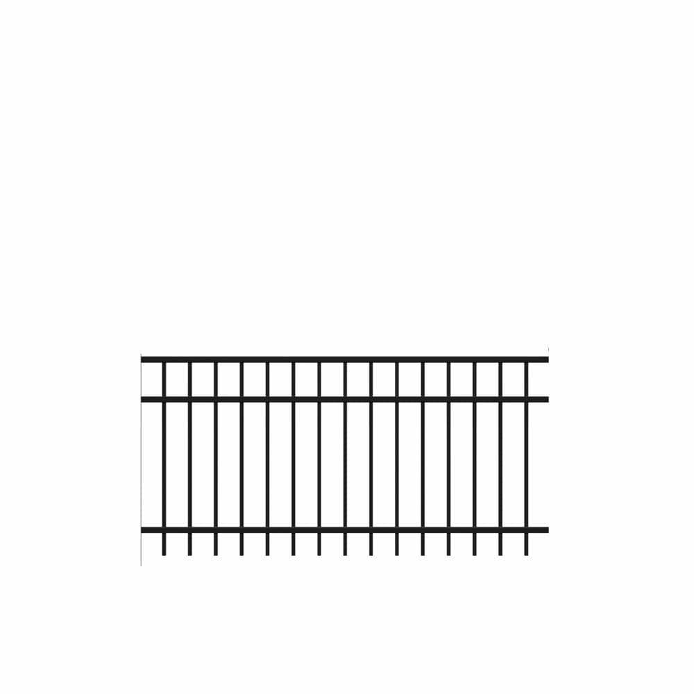 Barrette Outdoor Living Natural Reflections Standard-Duty 3 ft. H x 6 ft. W Black Aluminum Pre-Assembled Fence Panel