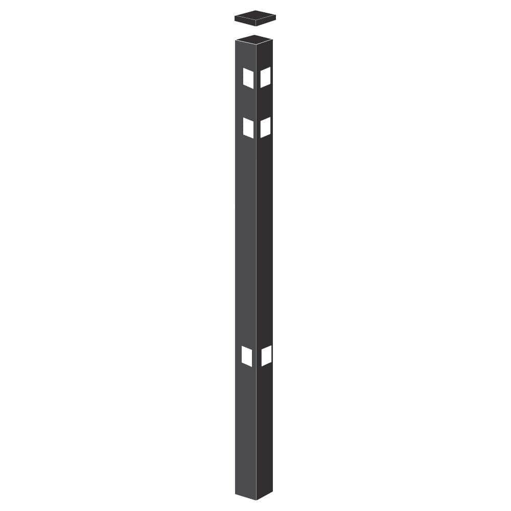 Barrette Outdoor Living 2 in. x 2 in. x 5-7/8 ft. Black Standard-Duty Aluminum Fence Corner Post