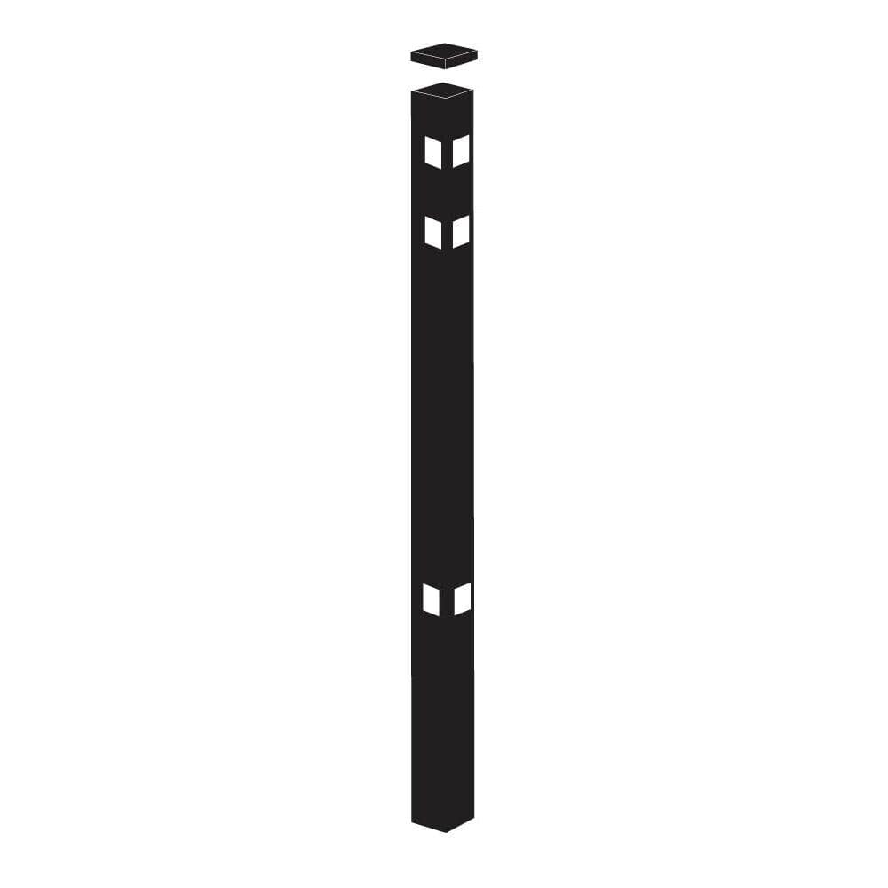 Barrette Outdoor Living 2 in. x 2 in. x 7-1/3 ft. Black Standard-Duty Aluminum Fence Corner Post