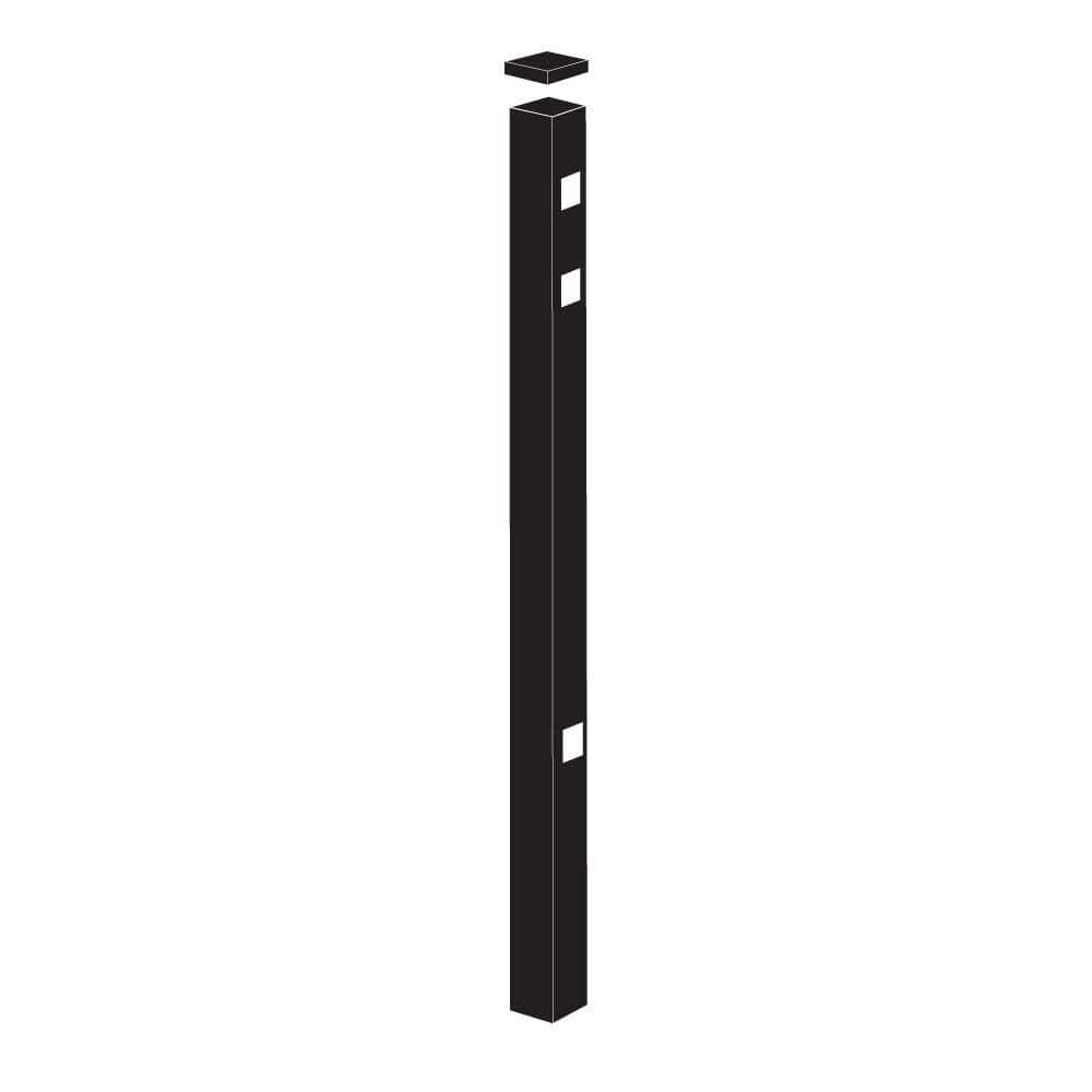 Barrette Outdoor Living 2 in. x 2 in. x 6-7/8 ft. Standard-Duty Black Aluminum Fence End Post