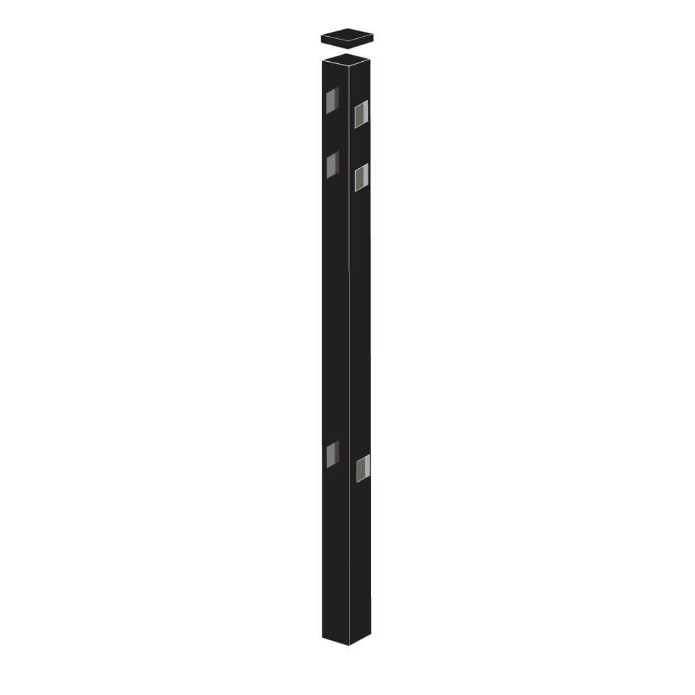 Barrette Outdoor Living 2 in. x 2 in. x 6-7/8 ft. Standard-Duty Black Aluminum Fence Line Post