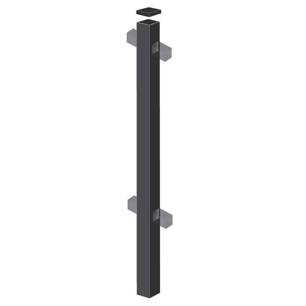 Barrette Outdoor Living 2 in. x 2 in. x 5-7/8 ft. Black Aluminum Fence Line Post