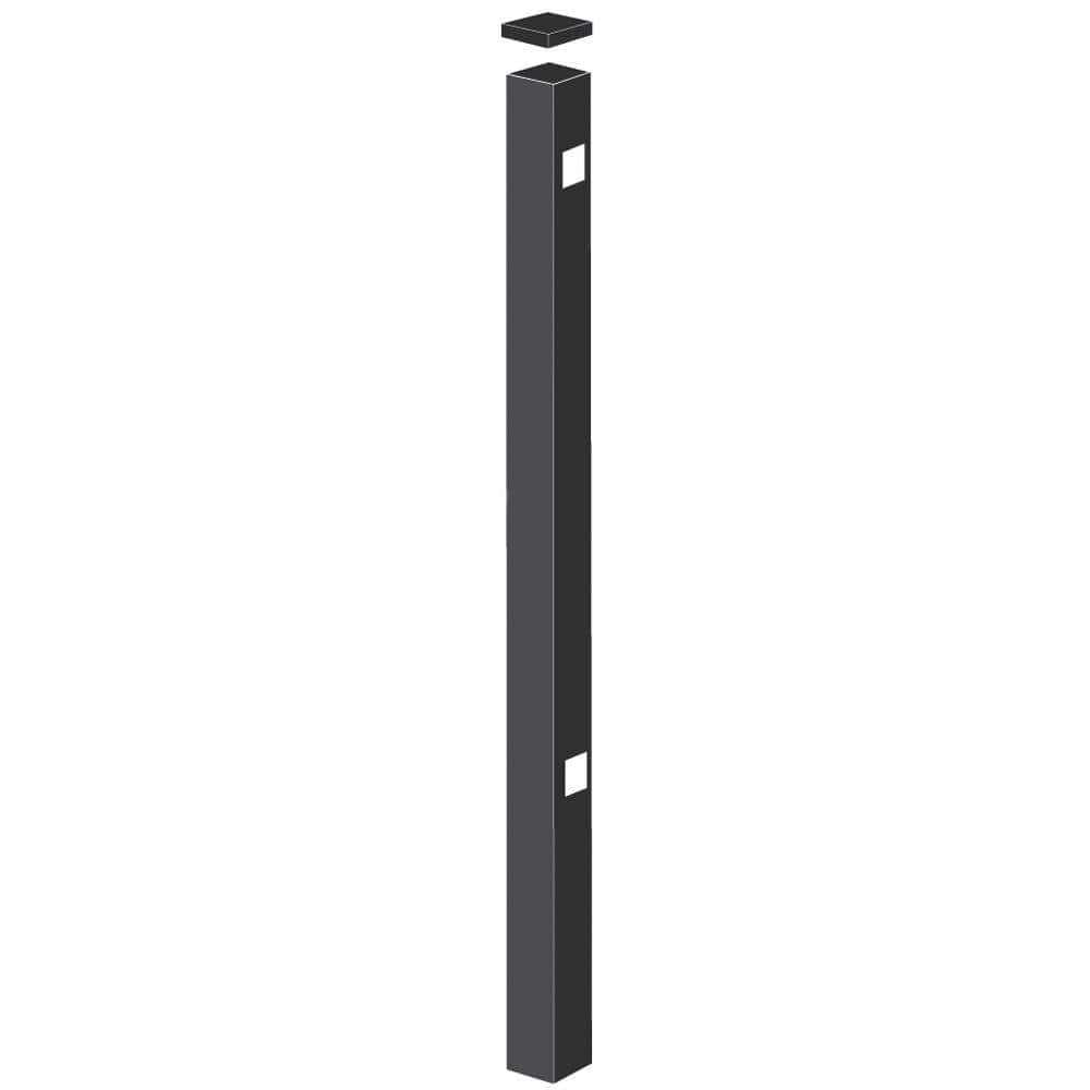 Barrette Outdoor Living Cascade/Brunswick 2 in. x 2 in. x 4-7/8 ft. Black Standard-Duty Aluminum Fence Gate Post