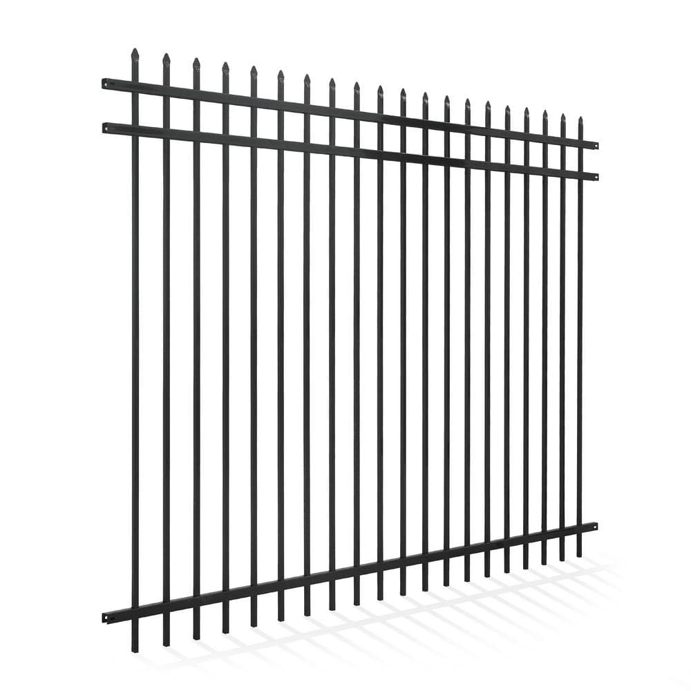 Fencer Wire 6 ft. x 8 ft. Heavy-Duty Steel Spaced Bar Pointed Pinnacle Metal Fence Panel (Single Panel)