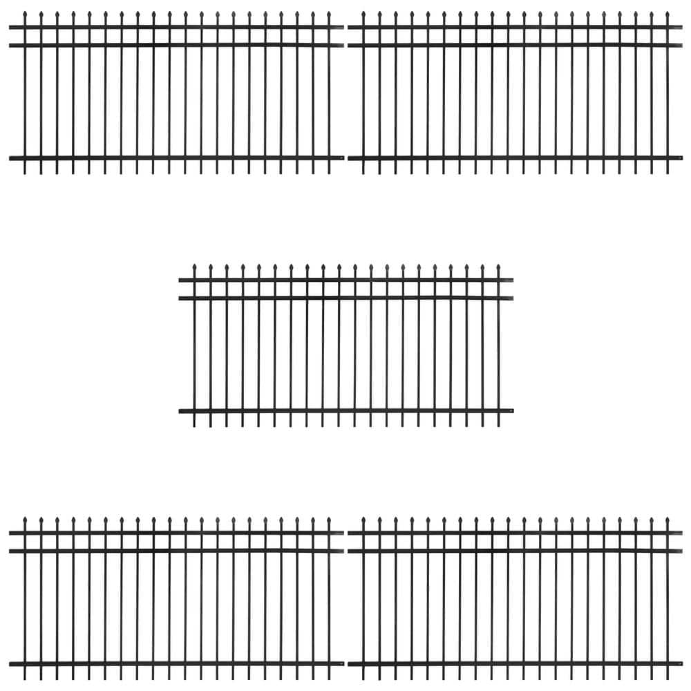 Fencer Wire 4 ft. x 8 ft. Heavy-Duty Steel Spaced Bar Pointed Pinnacle Metal Fence Panel (Pack of 5)