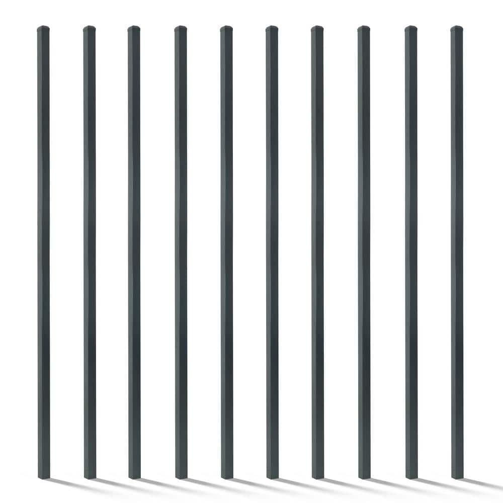 Fencer Wire 2 in. x 2 in. x 8 ft. Steel Flat Top Blank Metal Fence Post with Post Cap (10 pack)