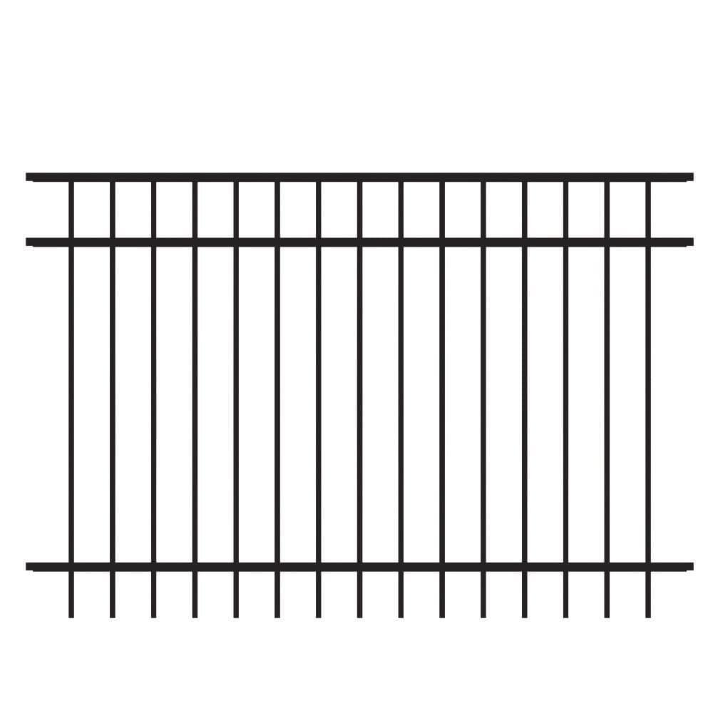 FORGERIGHT Vinings 4 ft. H x 6 ft. W Black Aluminum Pre-Assembled Spaced Bar Flat Framed Metal Fence Panel
