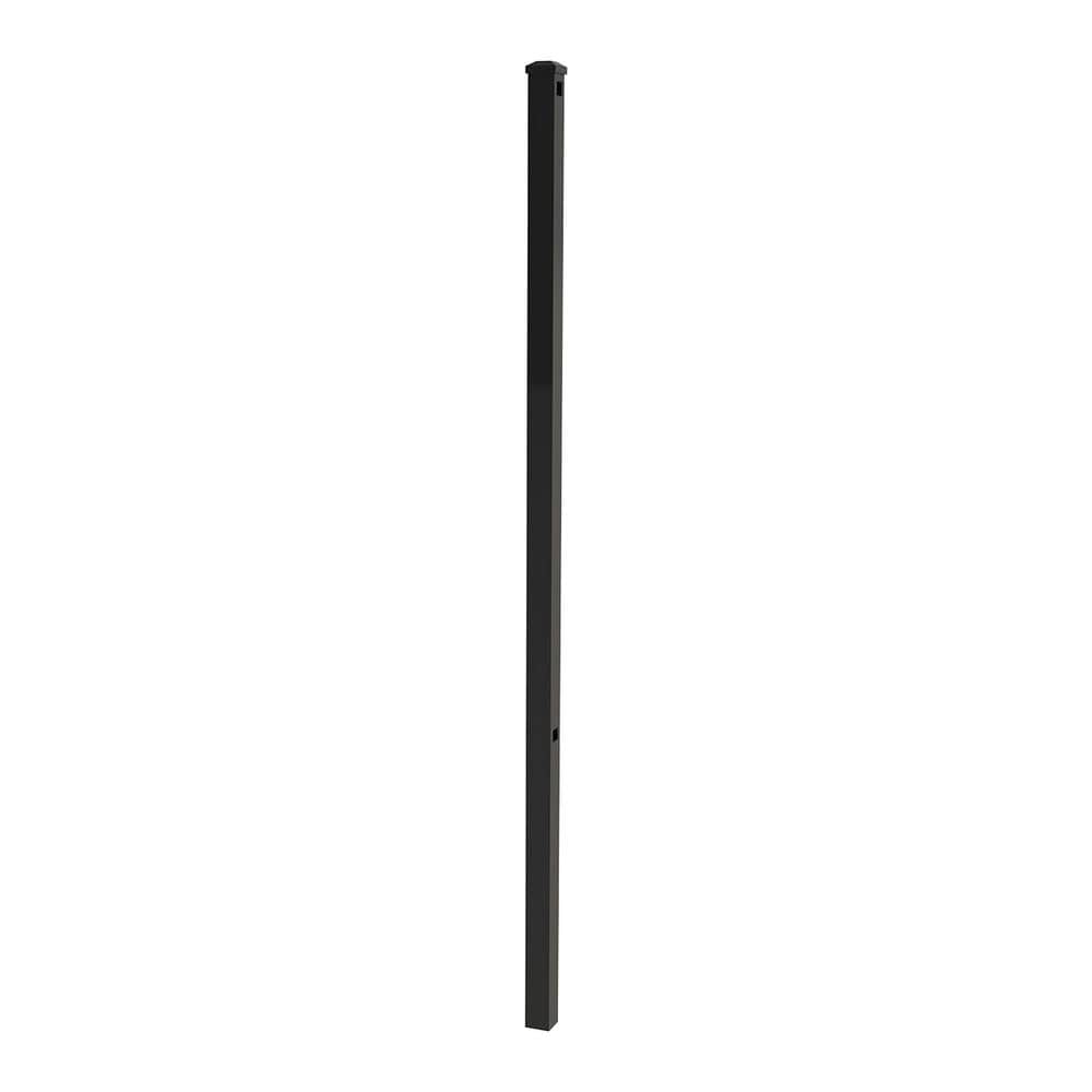FORGERIGHT Newtown 2 in. x 2 in. x 6 ft. Aluminum Black Fence Line Post with Flat Cap (6-Pack)