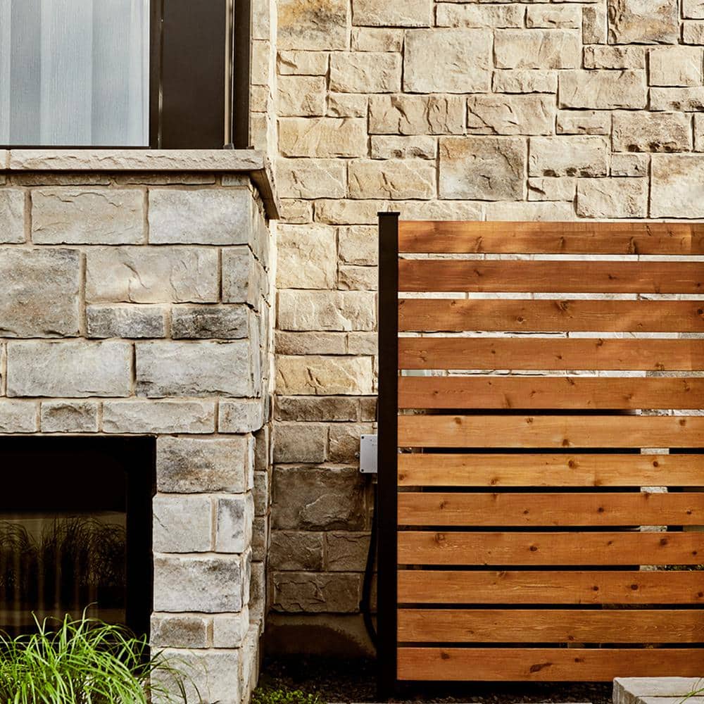 HOFT End Post Kit 73 in. x 3 in. x 3 in. Black Aluminum Deck Fence End Post and Hardware Kit A6