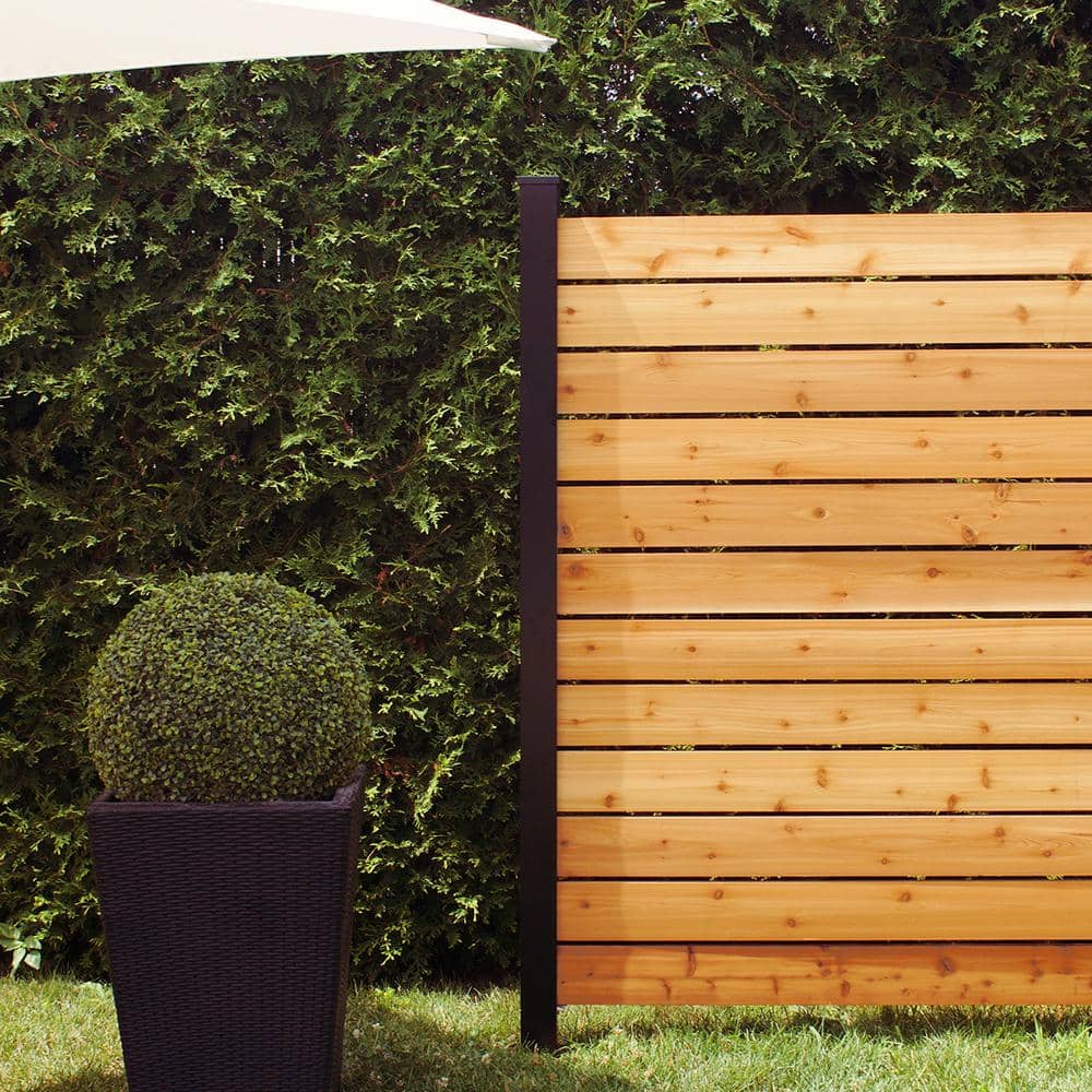 HOFT 96 in. Black Aluminum In-Ground Fence End Post Kit and Hardware- Kit A8