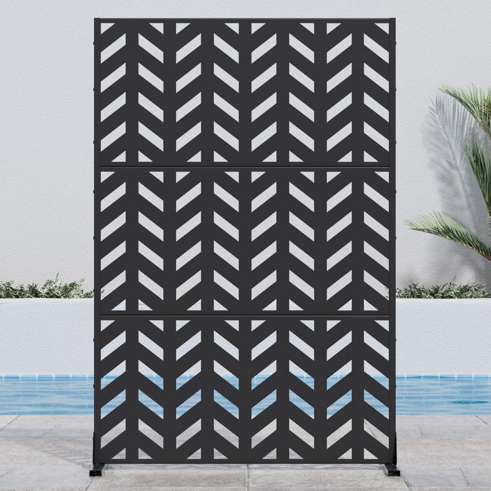 Lirago 72 in. H x 47 in. W Arrow Pattern Outdoor Metal Privacy Screen Garden Fence Wall Applique in Black