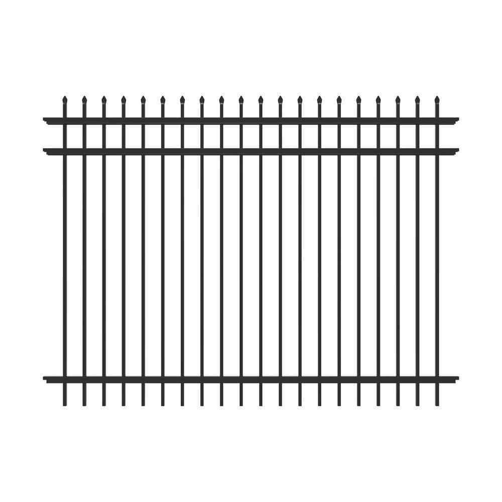 Cascade 6 ft. x 8 ft. Black Aluminum Heavy-Duty Fence Panel