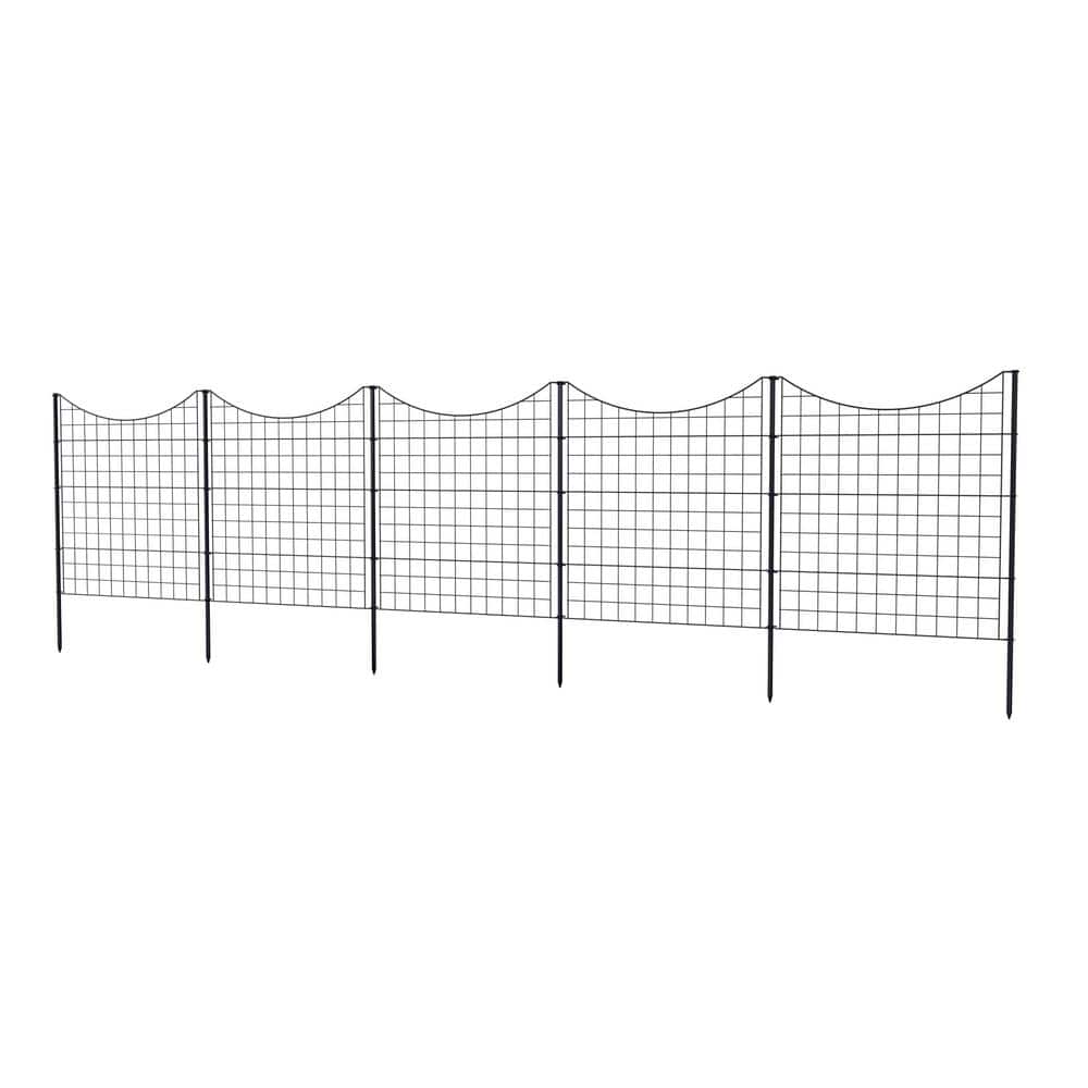 Zippity Outdoor Products 3.25 ft. H x 3 ft. W Zippity Black Metal Garden Fence Panel with Stakes (5-pack)