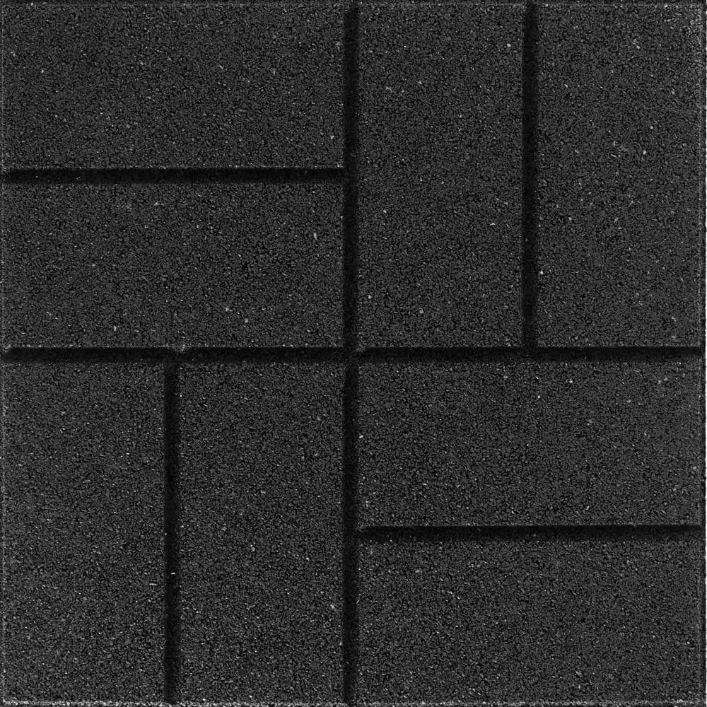 Multy Home Envirotile 16 in. x 16 in. Square Black Reversible Brickface/Flat Profile Rubber Paver