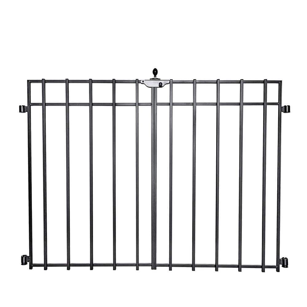 NUVO IRON Quick Fence Series 24in. W x 34 in. H Black Steel Coral Fence Double Gate Latch Included