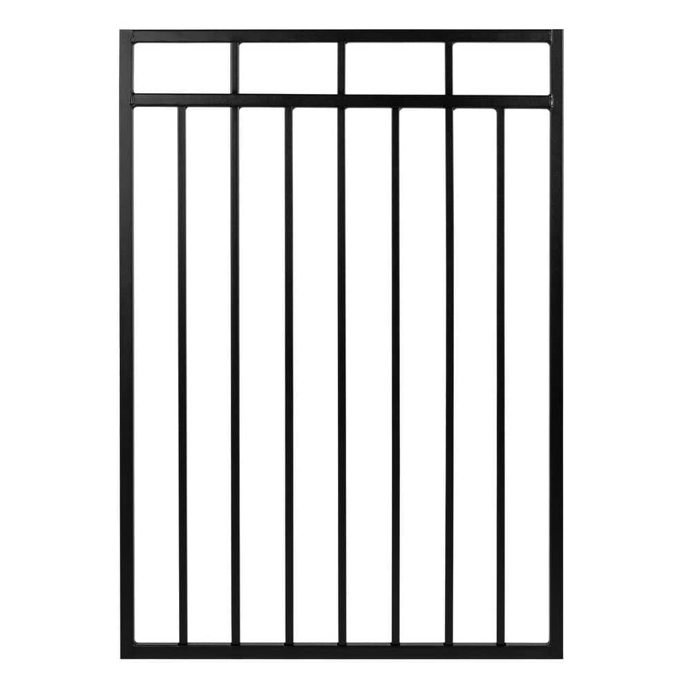 NUVO IRON 2.75 ft. x 3.83 ft. Benitoite Profile Black Iron Center Point Fence Gate