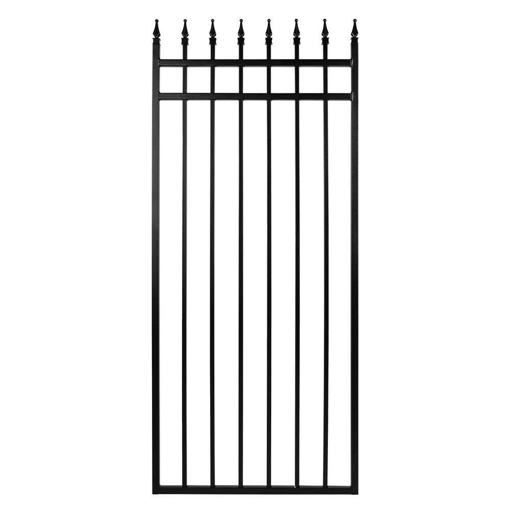 NUVO IRON 2.75 ft. x 5.67 ft. Tiger Eye Profile Black Iron Center Point Fence Gate
