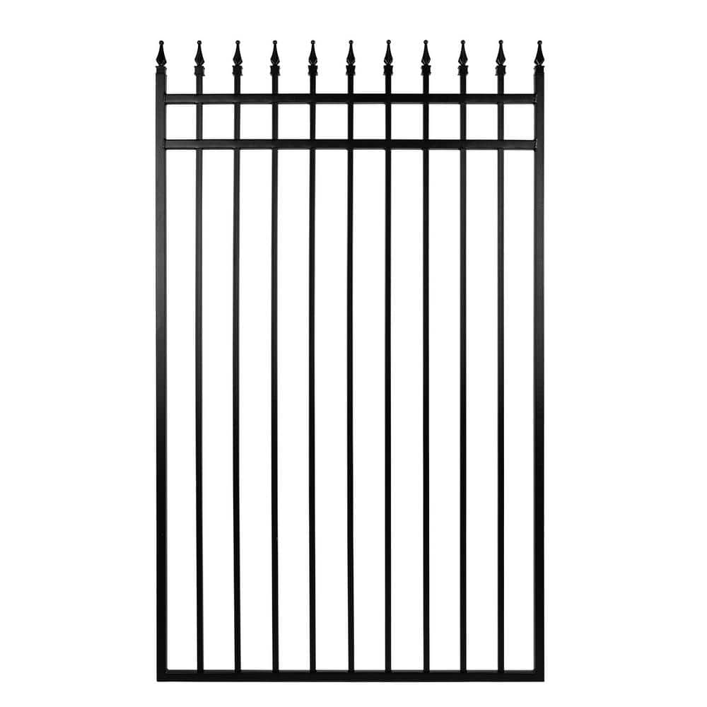 NUVO IRON 3.75 ft. x 5.67 ft. Tiger Eye Profile Black Iron Center Point Fence Gate
