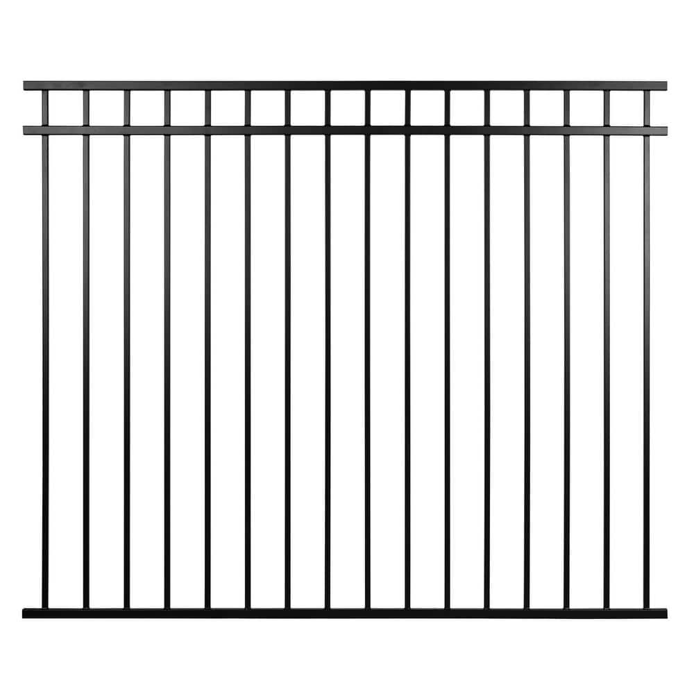 NUVO IRON Legacy Collection 6 ft. x 5 ft. Coral Profile Metal Flat Top Spaced Bar Fence Panel