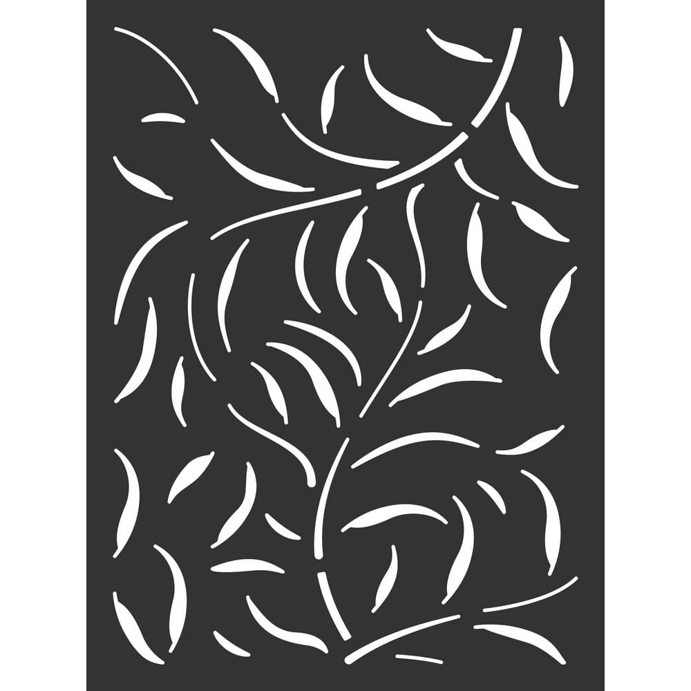 OUTDECO 4 ft. x 3 ft. Black Leafspray Hardwood Composite Decorative Wall Decor and Privacy Panel
