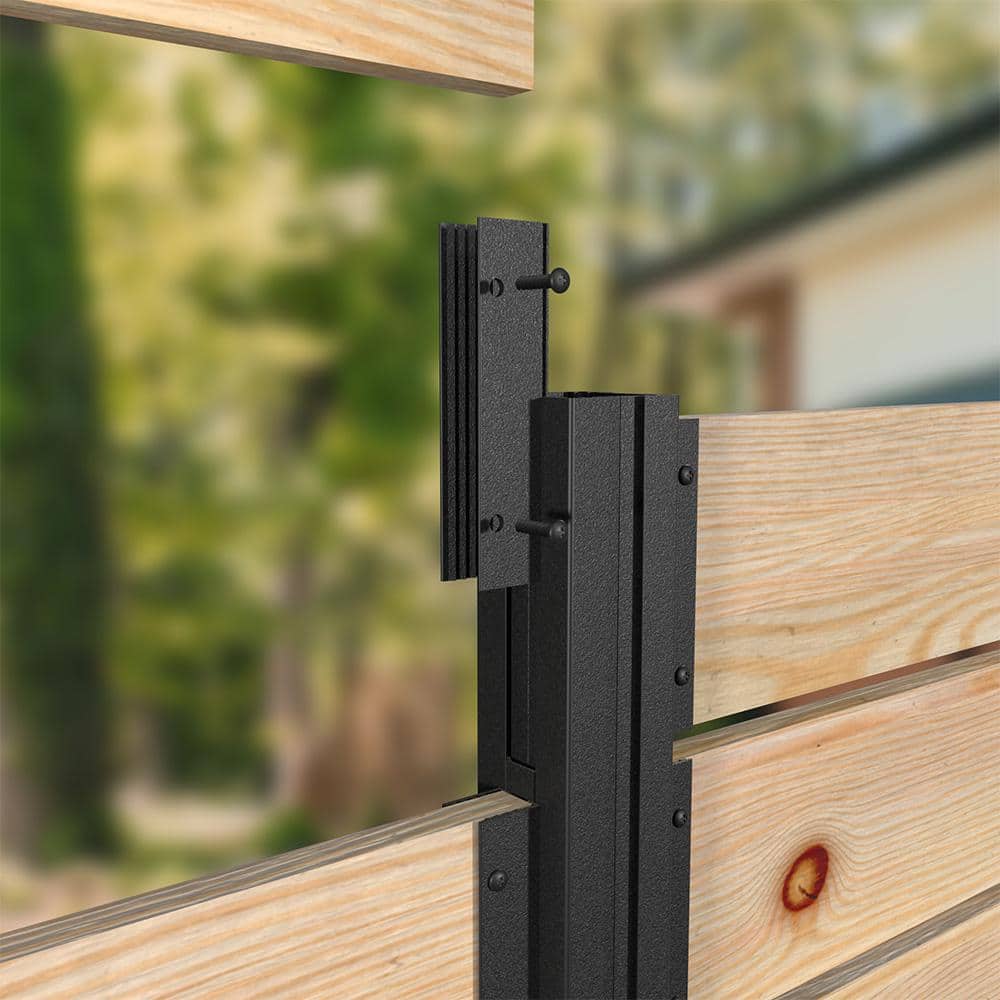 Peak Products Modular Fencing Matte Black Aluminum 1x6 Wood Board Bracket for an Outdoor Privacy Fence System