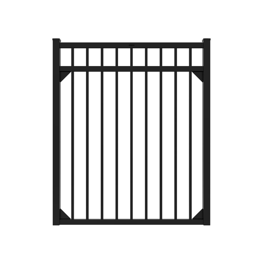 FORTRESS A2 4.5-ft H x 4-ft W Gloss Black Aluminum Flat Top and Bottom Design Walk Gate for Pool Application