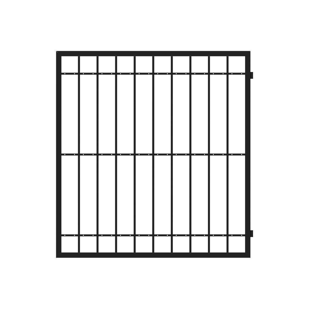 6.25 ft. H x 71 in. W Estate Gloss Black Steel Gate