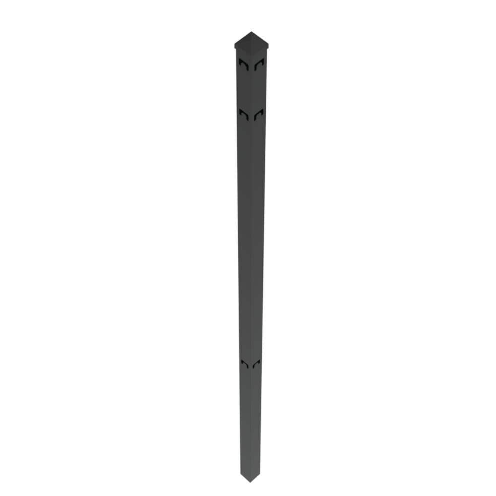 TuffBilt Mitchell 2 in. x 2 in. x 88 in. Black Aluminum Fence Corner Post