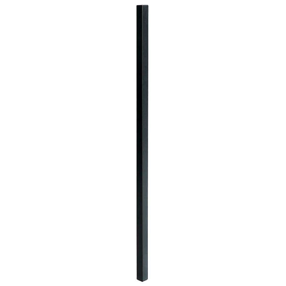 US Door and Fence 2 in. x 2 in. x 6.5 ft. Black Metal Fence Post with Post Cap