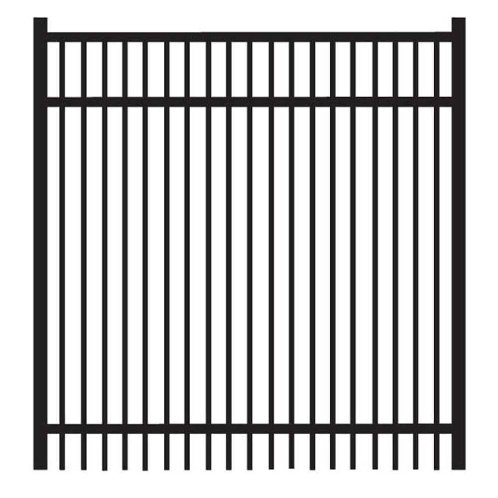 Veranda 4 ft. x 4 ft. Black Aluminum Double Flat Top Straight Fence Gate