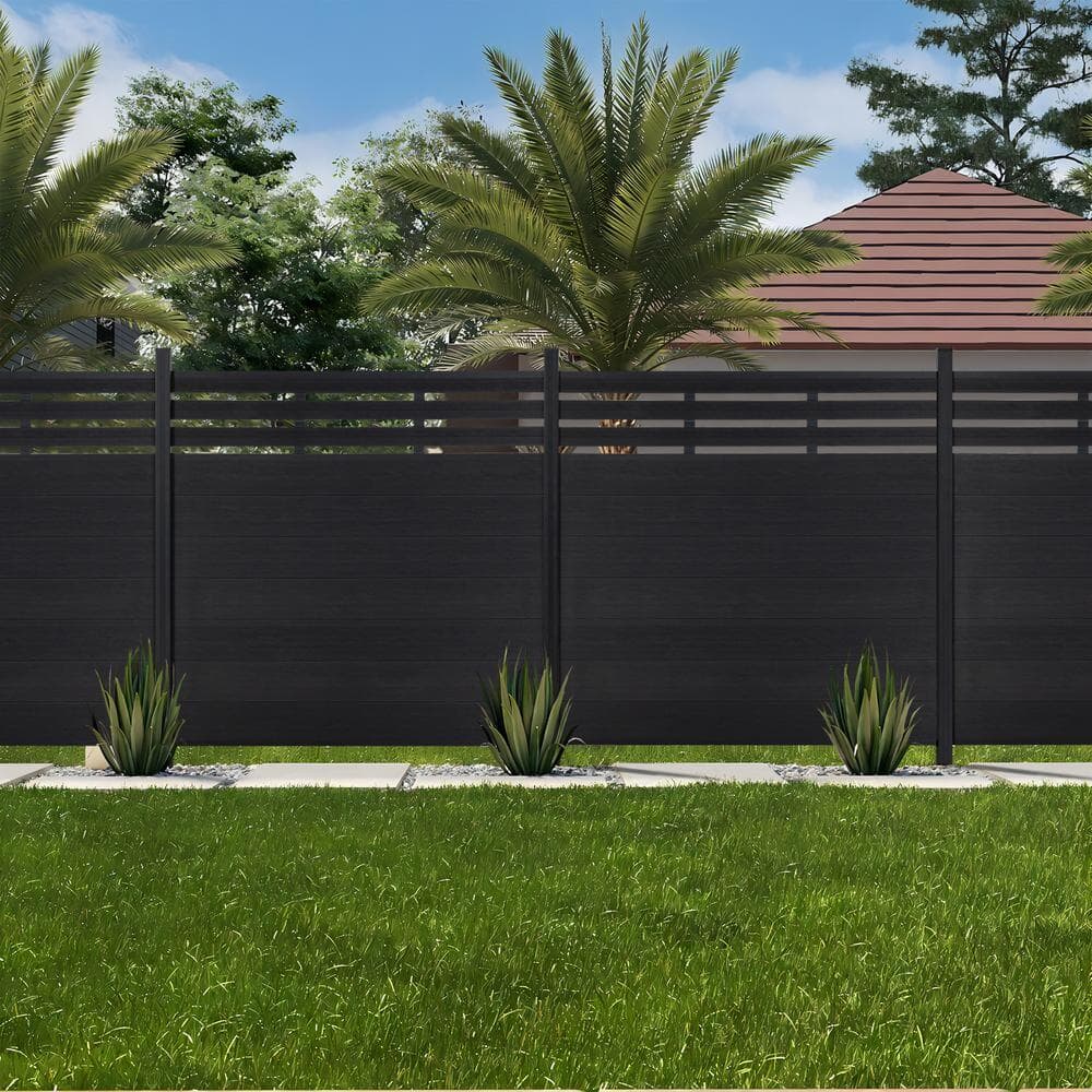 mondaria Outdoor 6 ft. H x 6 ft. W Black Composite Fence Panel (10-Pack) with 2-Columns Garden Fence Board