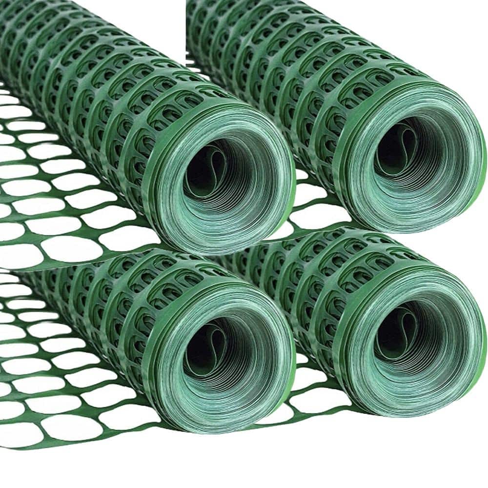 BOEN 4 ft. x 100 ft. Green Plastic Temporary Fencing, Mesh Snow Fence, Safety Garden Netting (4-Pack)