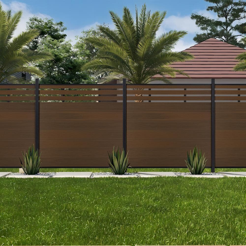 mondaria Outdoor 6 ft. H x 6 ft. W Brown Composite Fence Panel (10-Pack) with 2-Columns Garden Fence Board