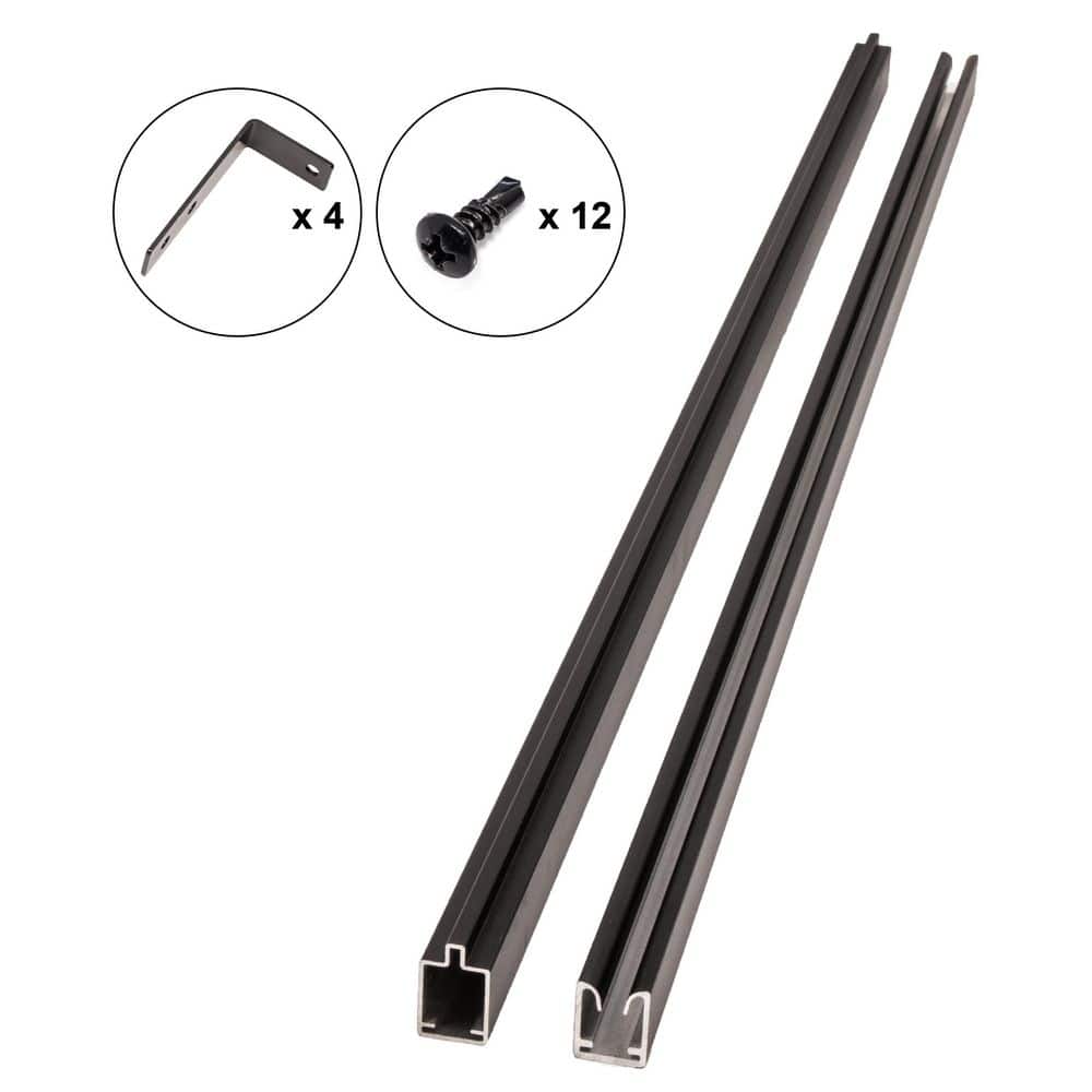 CREATIVE SURFACES Composite Fence Series 0.81 in. x 0.98 in. x 6 ft. Black Aluminum Top Bottom Fence Rail