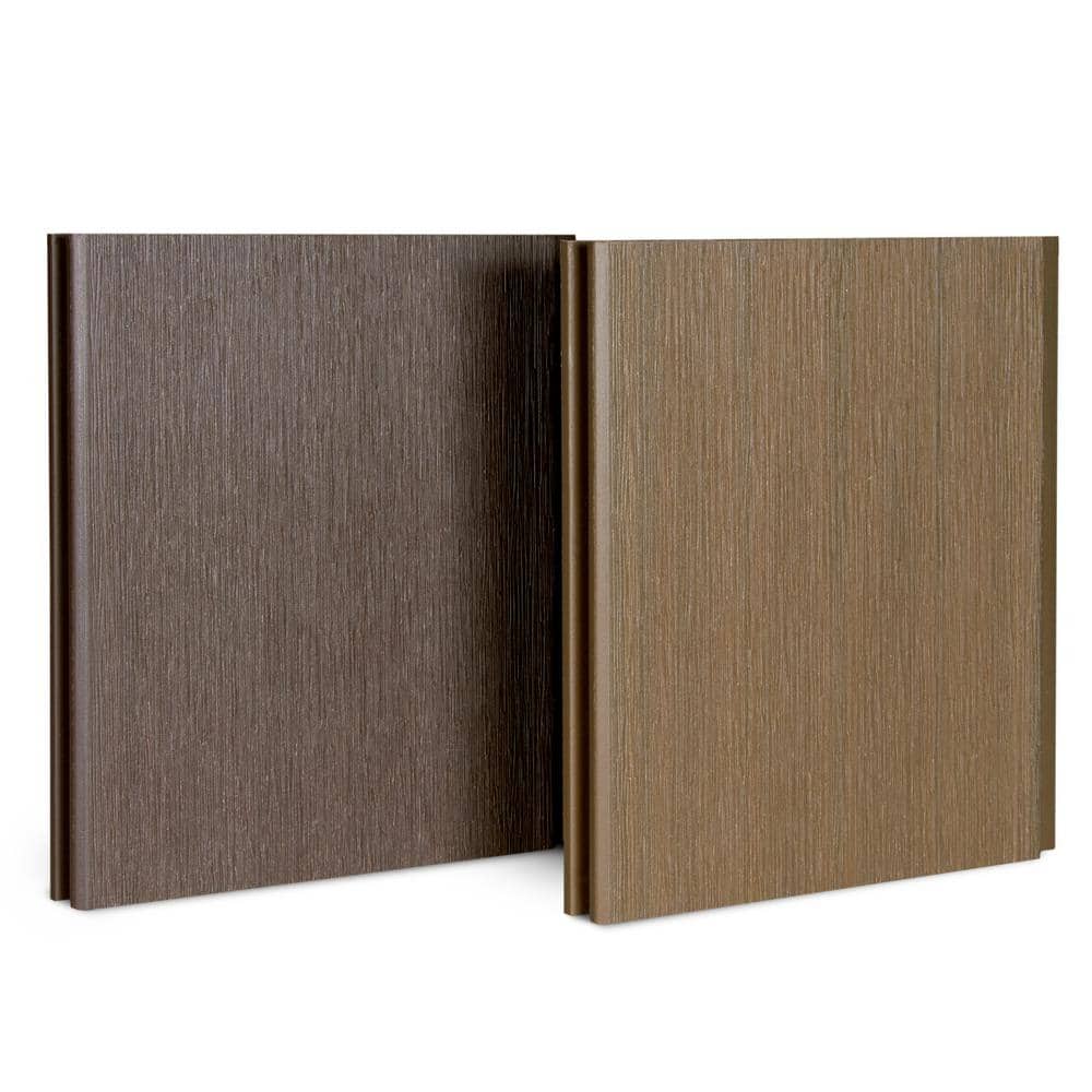 CREATIVE SURFACES Composite Fence Series 0.5 ft. x 0.5 ft. Mocha and Saddle Brown WPC Brushed Fence Panel Samples 0.79 in. Thick